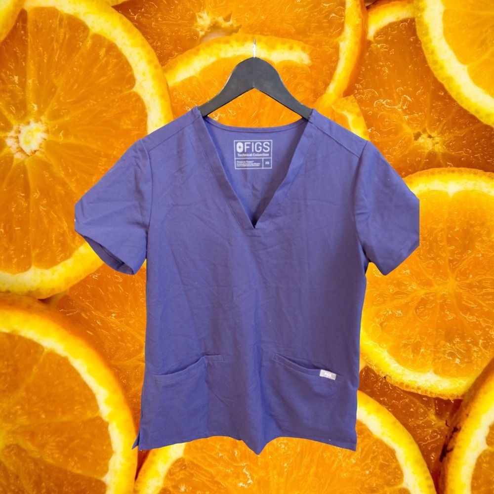 FIGS Technical Collection Navy Blue V Neck Scrub Top Women's XS - Picture 2 of 7